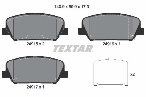 TEXTAR Bremsbelagsatz, Scheibenbremse (2491501)