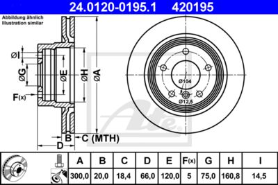 ATE Bremsscheibe (24.0120-0195.1) Thumbnail