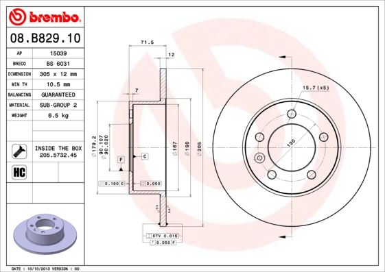 BREMBO Bremsscheibe (08.B829.10)