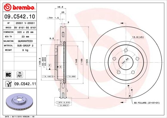 BREMBO Bremsscheibe (09.C542.11)