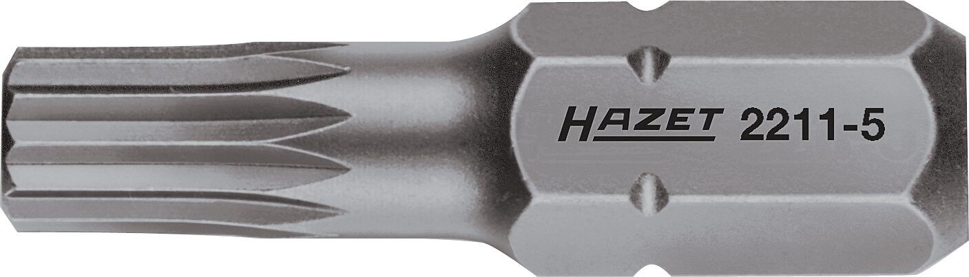 HAZET Bit 2211-5 ∙ Sechskant6,3 (1/4 Zoll) ∙ Innen Vielzahn Profil XZN ∙ M5