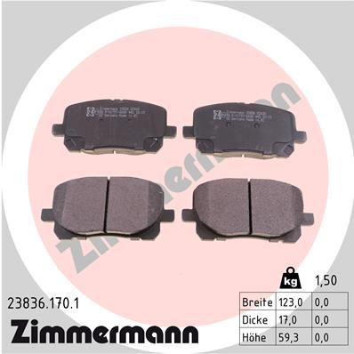 ZIMMERMANN Bremsbelagsatz, Scheibenbremse (23836.170.1)
