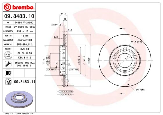 BREMBO Bremsscheibe (09.8483.10)