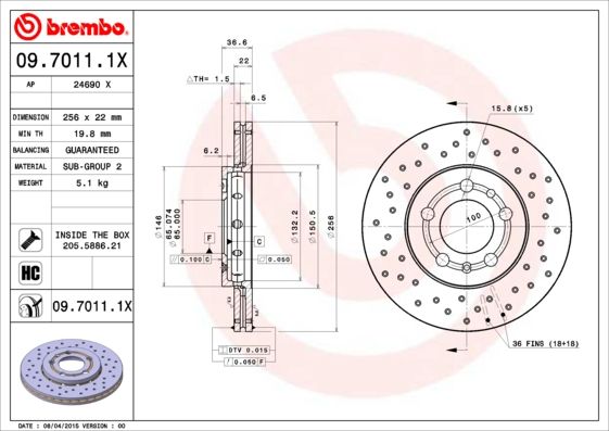 BREMBO Bremsscheibe (09.7011.1X) BREMBO Bremsscheibe (09.7011.1X)