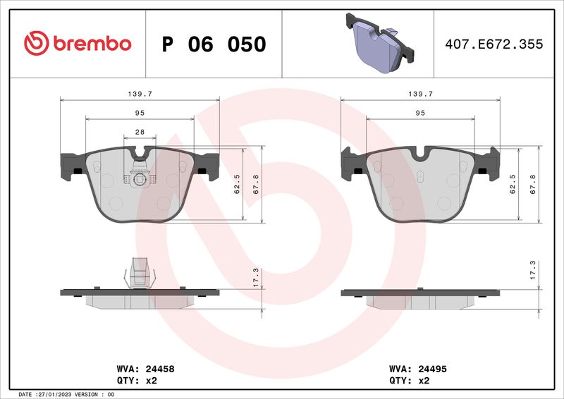 BREMBO Bremsbelagsatz, Scheibenbremse (P 06 050)