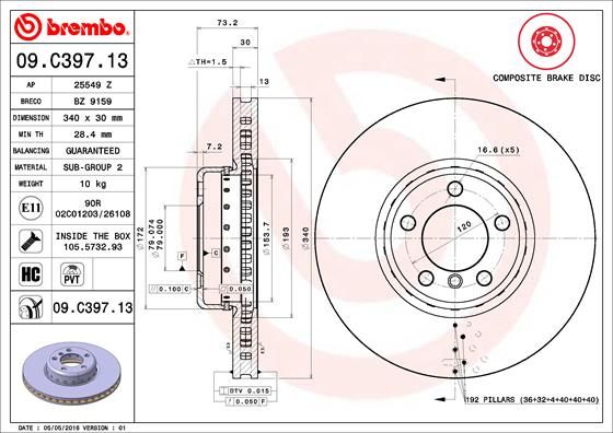 BREMBO Bremsscheibe (09.C397.13)
