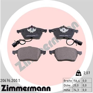ZIMMERMANN Bremsbelagsatz, Scheibenbremse (20676.200.1)