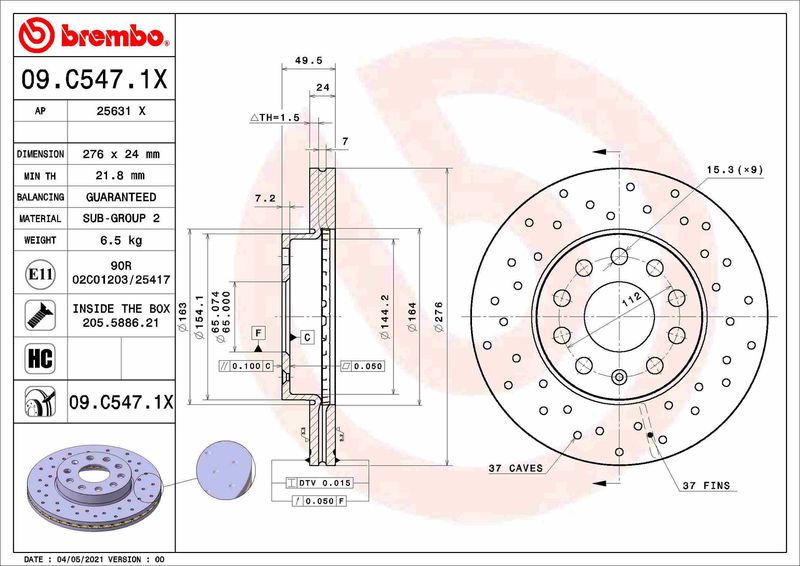 BREMBO Bremsscheibe (09.C547.1X)