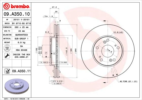 BREMBO Bremsscheibe (09.A350.11)