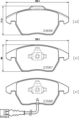 HELLA Bremsbelagsatz, Scheibenbremse (8DB 355 023-161)