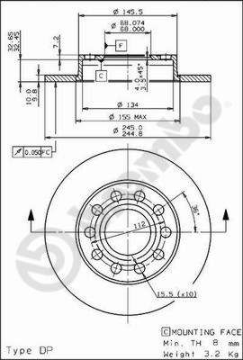 BREMBO Bremsscheibe (08.9136.11)