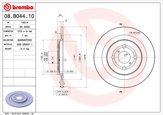 BREMBO Bremsscheibe (08.B044.10)