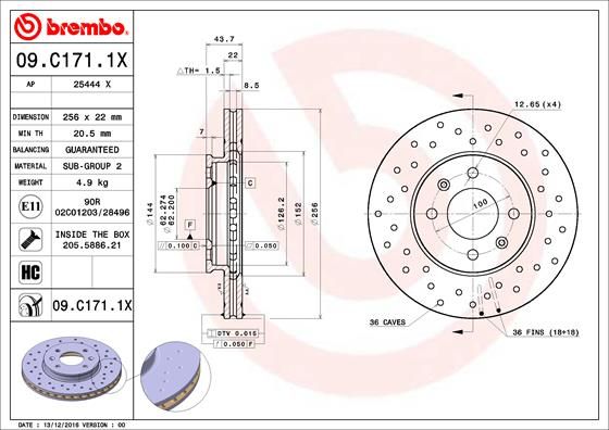 BREMBO Bremsscheibe (09.C171.1X)