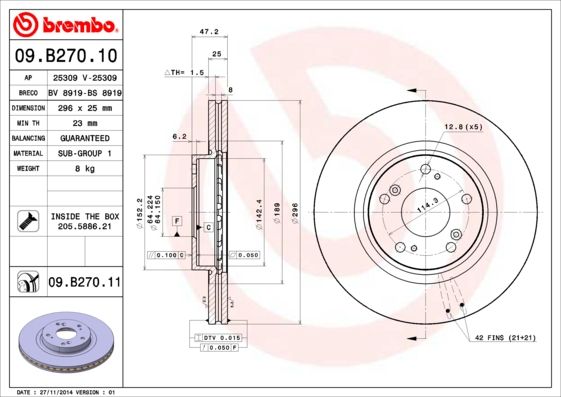 BREMBO Bremsscheibe (09.B270.10)