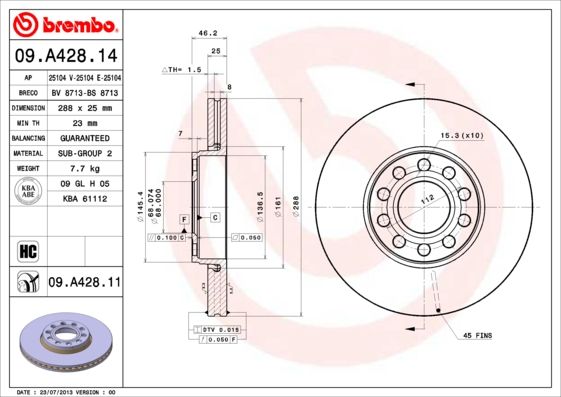 BREMBO Bremsscheibe (09.A428.11)