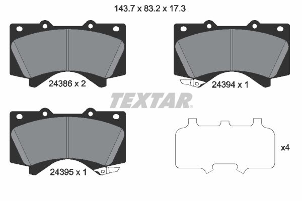TEXTAR Bremsbelagsatz, Scheibenbremse (2438601)