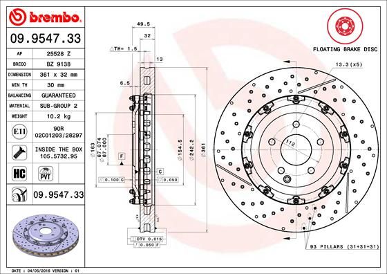 BREMBO Bremsscheibe (09.9547.33)