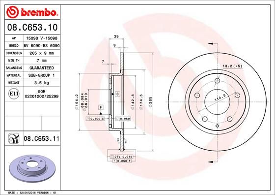 BREMBO Bremsscheibe (08.C653.11)