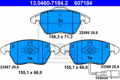 ATE Bremsbelagsatz, Scheibenbremse (13.0460-7184.2) 4006633118033 13.0460-7184.2