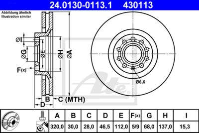 ATE Bremsscheibe (24.0130-0113.1) Thumbnail