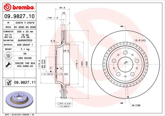 BREMBO Bremsscheibe (09.9827.11)