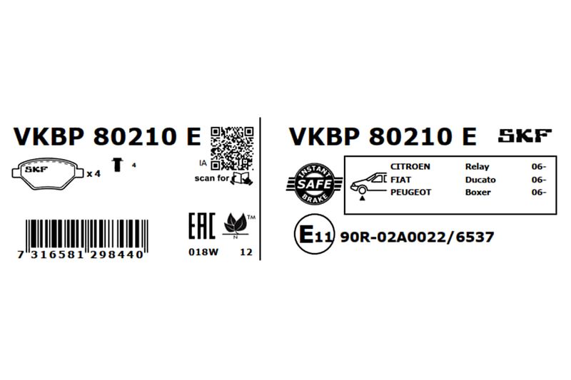 SKF Bremsbelagsatz, Scheibenbremse (VKBP 80210 E)