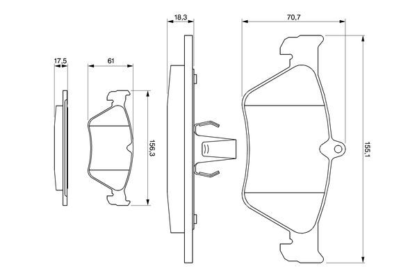 BOSCH Bremsbelagsatz, Scheibenbremse (0 986 461 129)