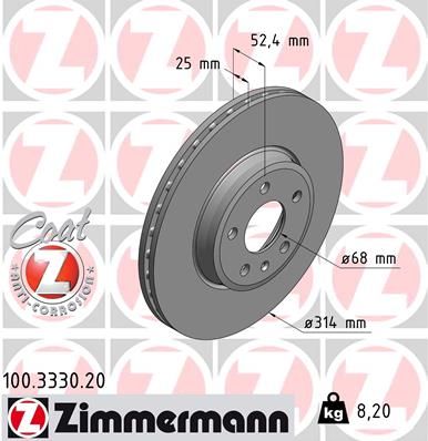 ZIMMERMANN Bremsscheibe (100.3330.20) 4250238720522 100.3330.20