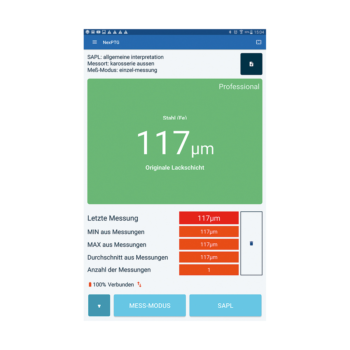 Schichtdicken-Messgerät mit Zertifikat NexPTG Carbon Edition