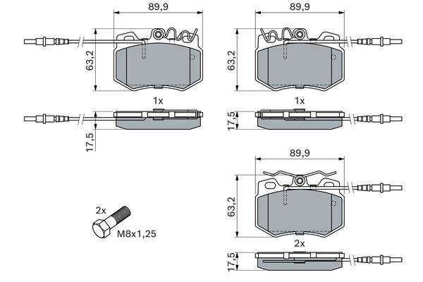 BOSCH Bremsbelagsatz, Scheibenbremse (0 986 424 376)