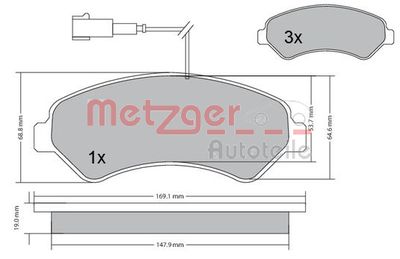 METZGER Bremsbelagsatz, Scheibenbremse (1170248)