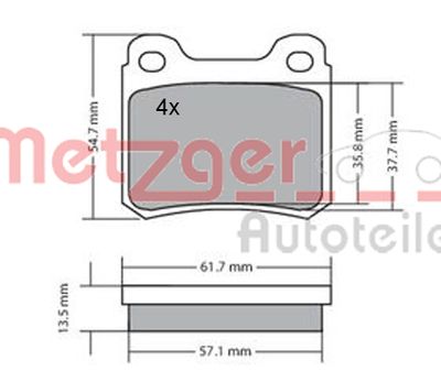 METZGER Bremsbelagsatz, Scheibenbremse (1170223)