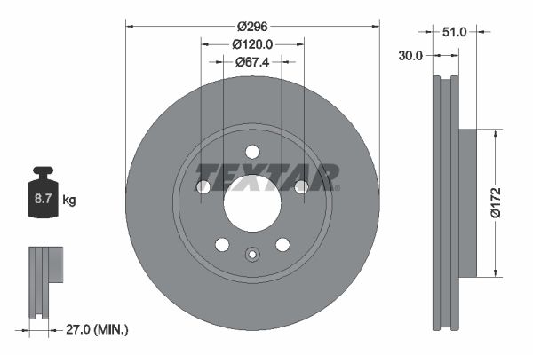 TEXTAR Bremsscheibe (92186903)