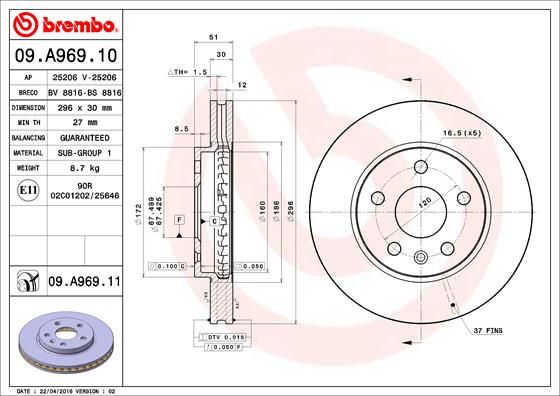 BREMBO Bremsscheibe (09.A969.11)