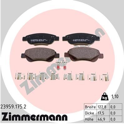 ZIMMERMANN Bremsbelagsatz, Scheibenbremse (23959.175.2)