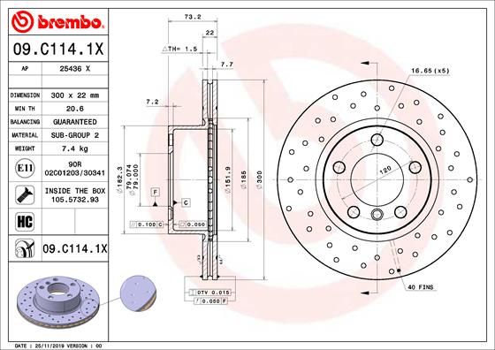 BREMBO Bremsscheibe (09.C114.1X)