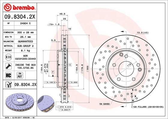 BREMBO Bremsscheibe (09.8304.2X)