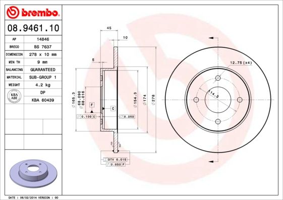 BREMBO Bremsscheibe (08.9461.10)