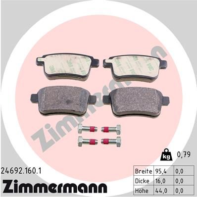ZIMMERMANN Bremsbelagsatz, Scheibenbremse (24692.160.1)