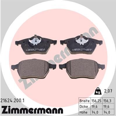 ZIMMERMANN Bremsbelagsatz, Scheibenbremse (21624.200.1)