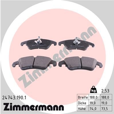 ZIMMERMANN Bremsbelagsatz, Scheibenbremse (24743.190.1)