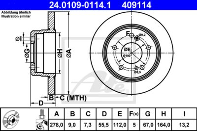 ATE Bremsscheibe (24.0109-0114.1)