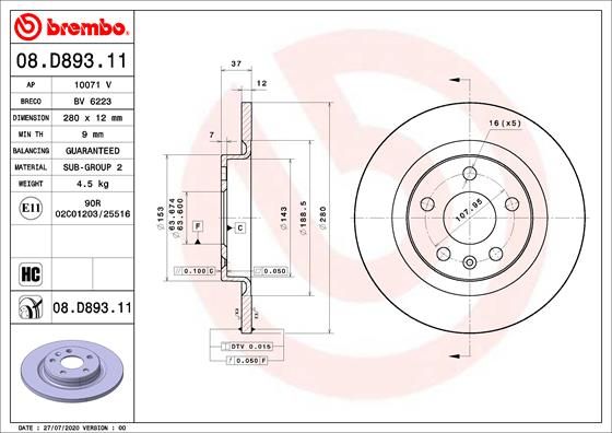 BREMBO Bremsscheibe (08.D893.11)