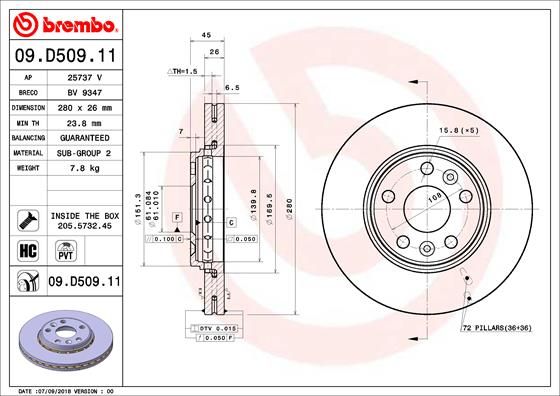BREMBO Bremsscheibe (09.D509.11)