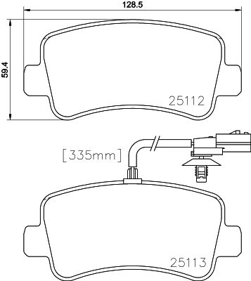 HELLA Bremsbelagsatz, Scheibenbremse (8DB 355 015-301)