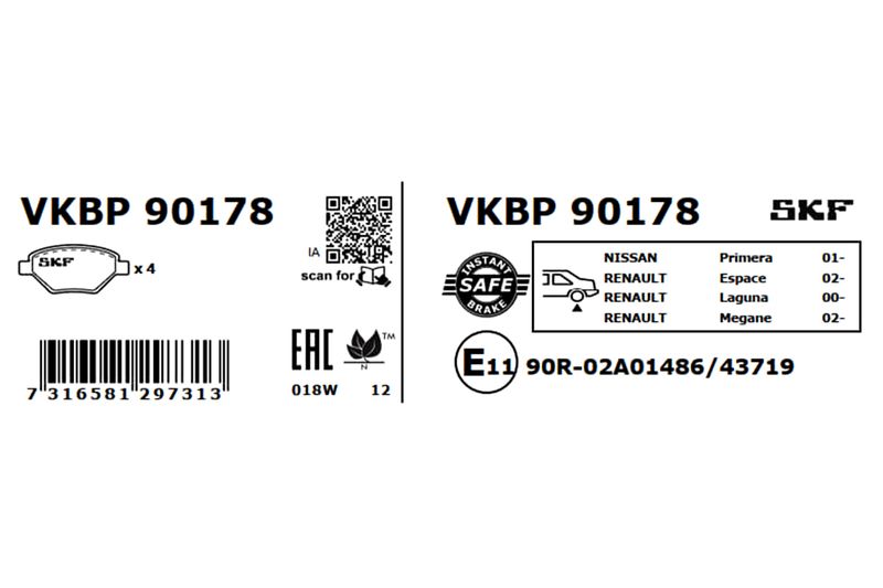 SKF Bremsbelagsatz, Scheibenbremse (VKBP 90178) SKF Bremsbelagsatz, Scheibenbremse (VKBP 90178)