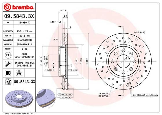 BREMBO Bremsscheibe (09.5843.3X) BREMBO Bremsscheibe (09.5843.3X)