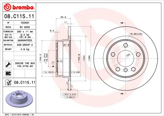 BREMBO Bremsscheibe (08.C115.11) BREMBO Bremsscheibe (08.C115.11)