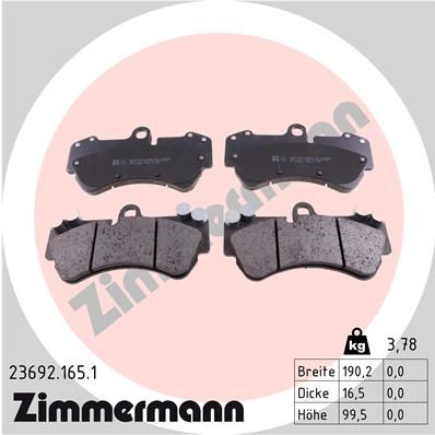ZIMMERMANN Bremsbelagsatz, Scheibenbremse (23692.165.1)