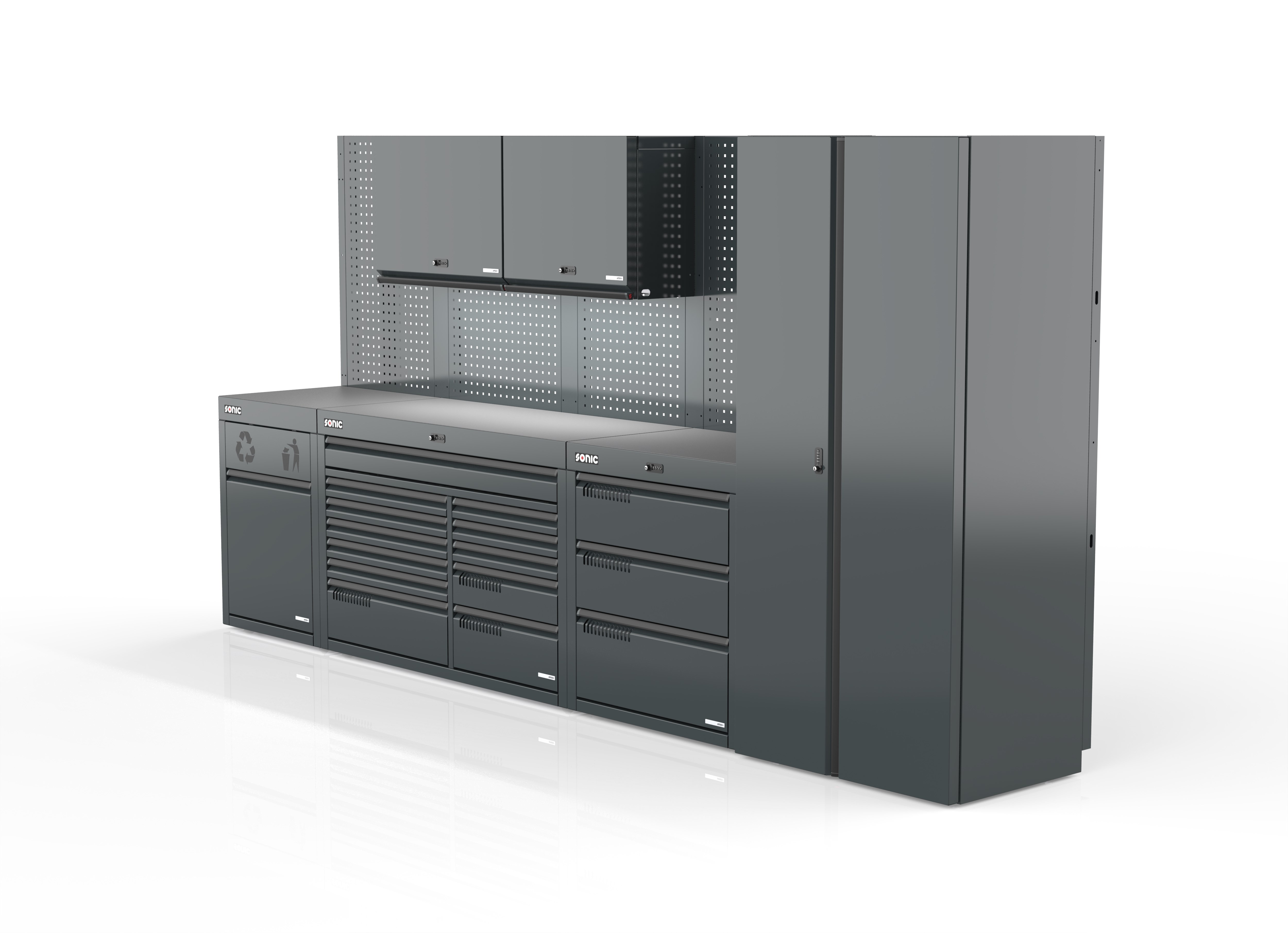 MSS+ Schrankwand hoch, Verbundarbeitsplatte MSS+ Schrankwand hoch, Verbundarbeitsplatte